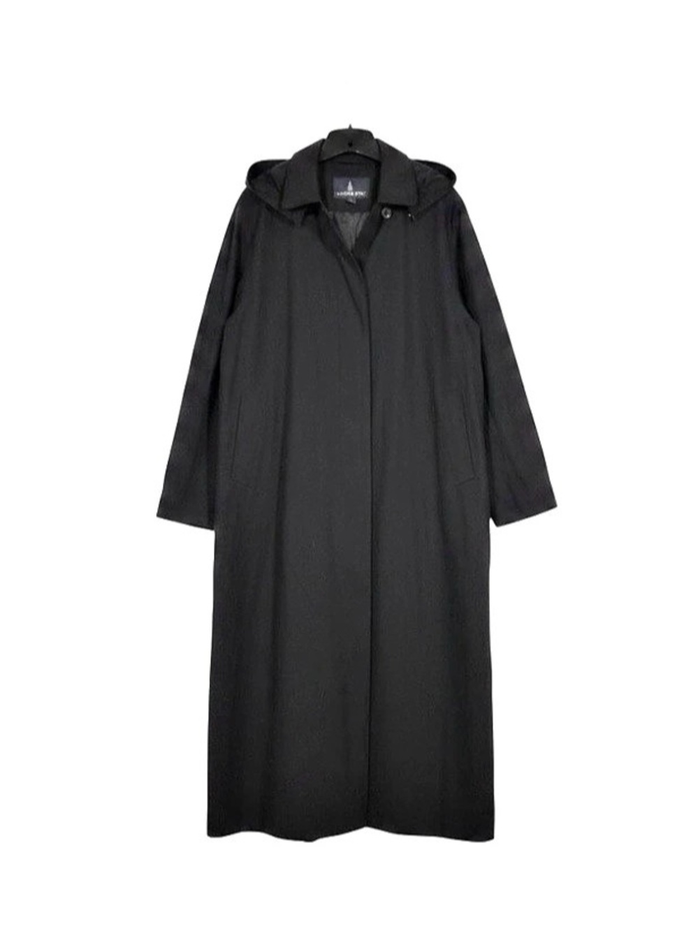 London Fog Hooded Black Trench Coat